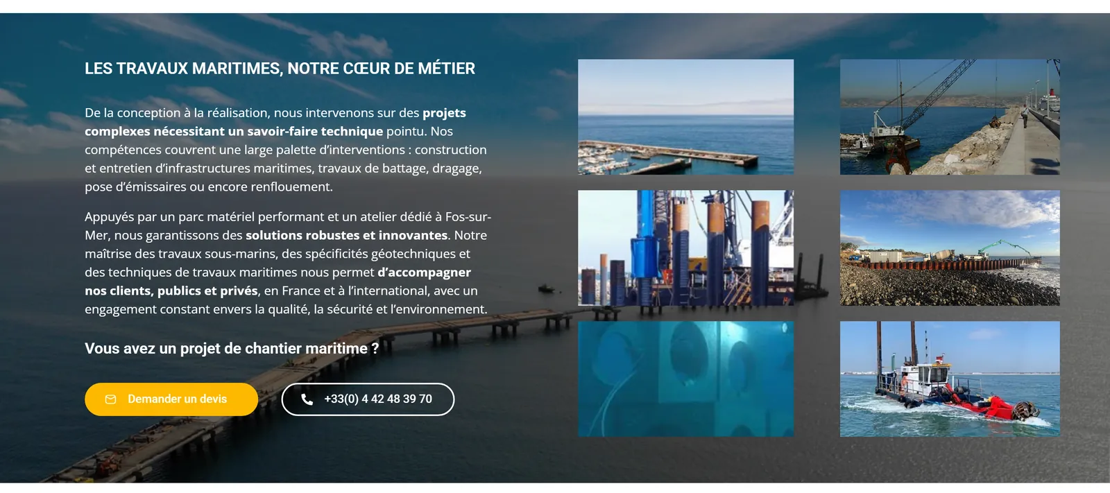 Capture du site Negri — travaux maritimes